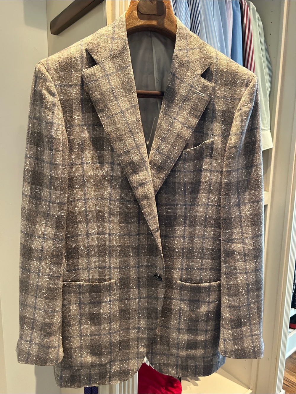 Isaia Taupe and Gray Windowpane Sport Coat